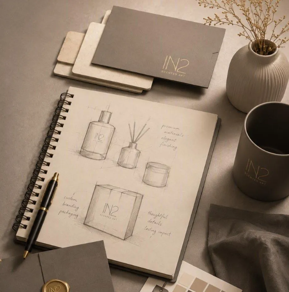 Sketchbook with premium branding and packaging concepts